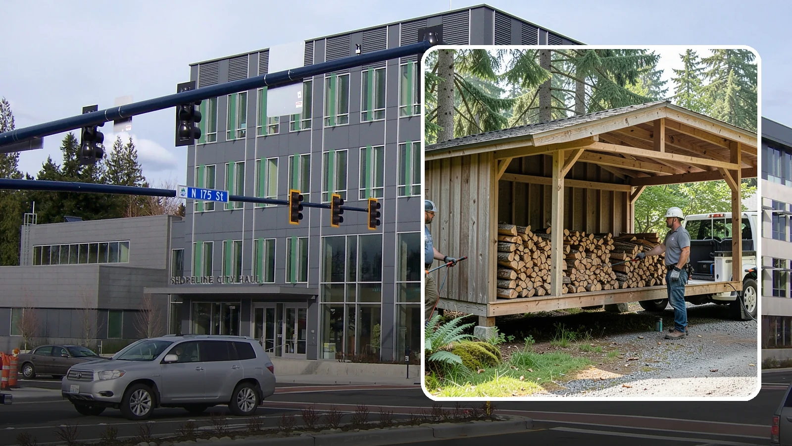 Woodshed Delivery in Shoreline, King County, WA - Firewood delivered and loaded straight into your woodshed for organized, covered storage.
