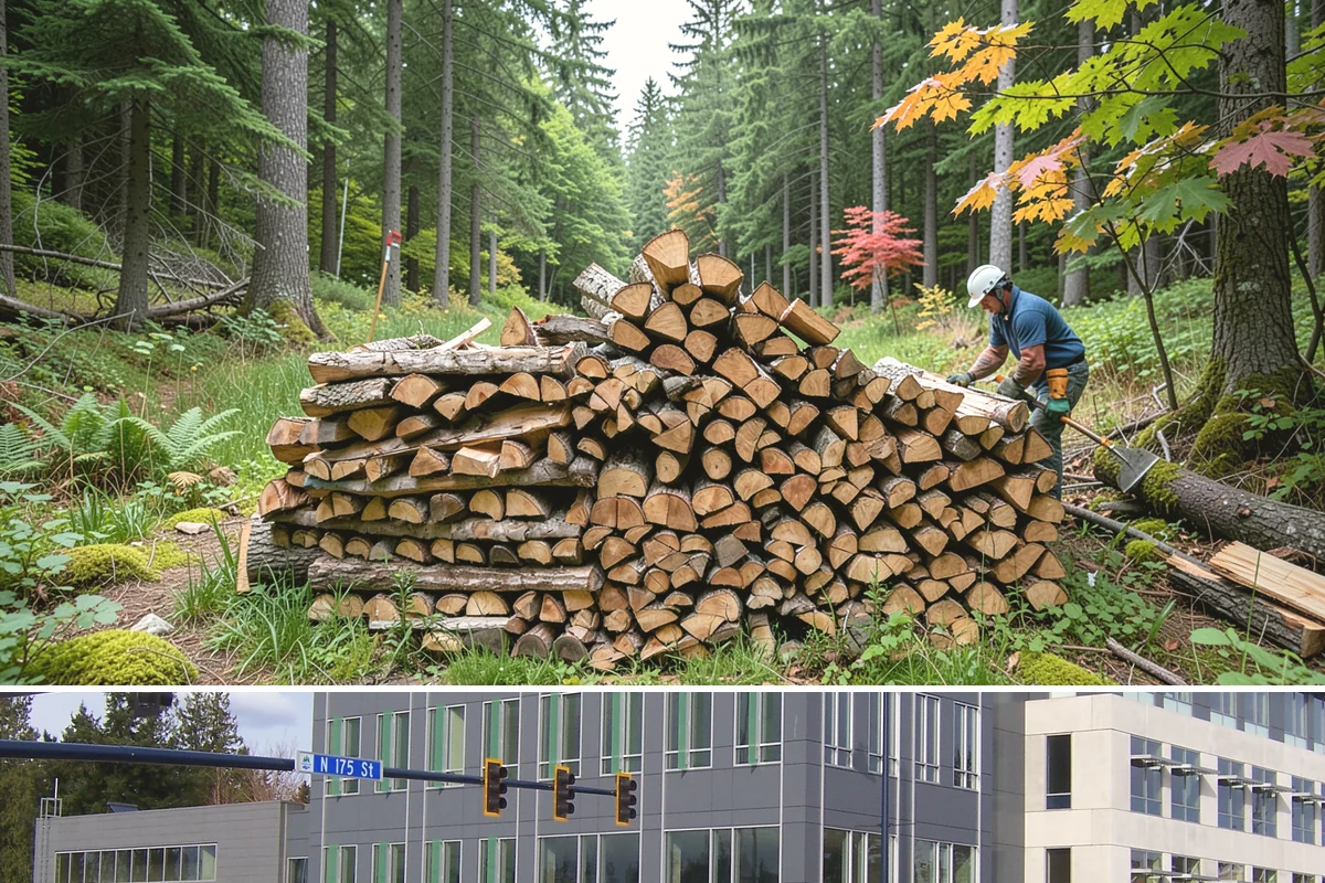 Woodshed Delivery in Shoreline, King County, WA - Best scheduled in summer or early fall so your shed is full before the wet season.