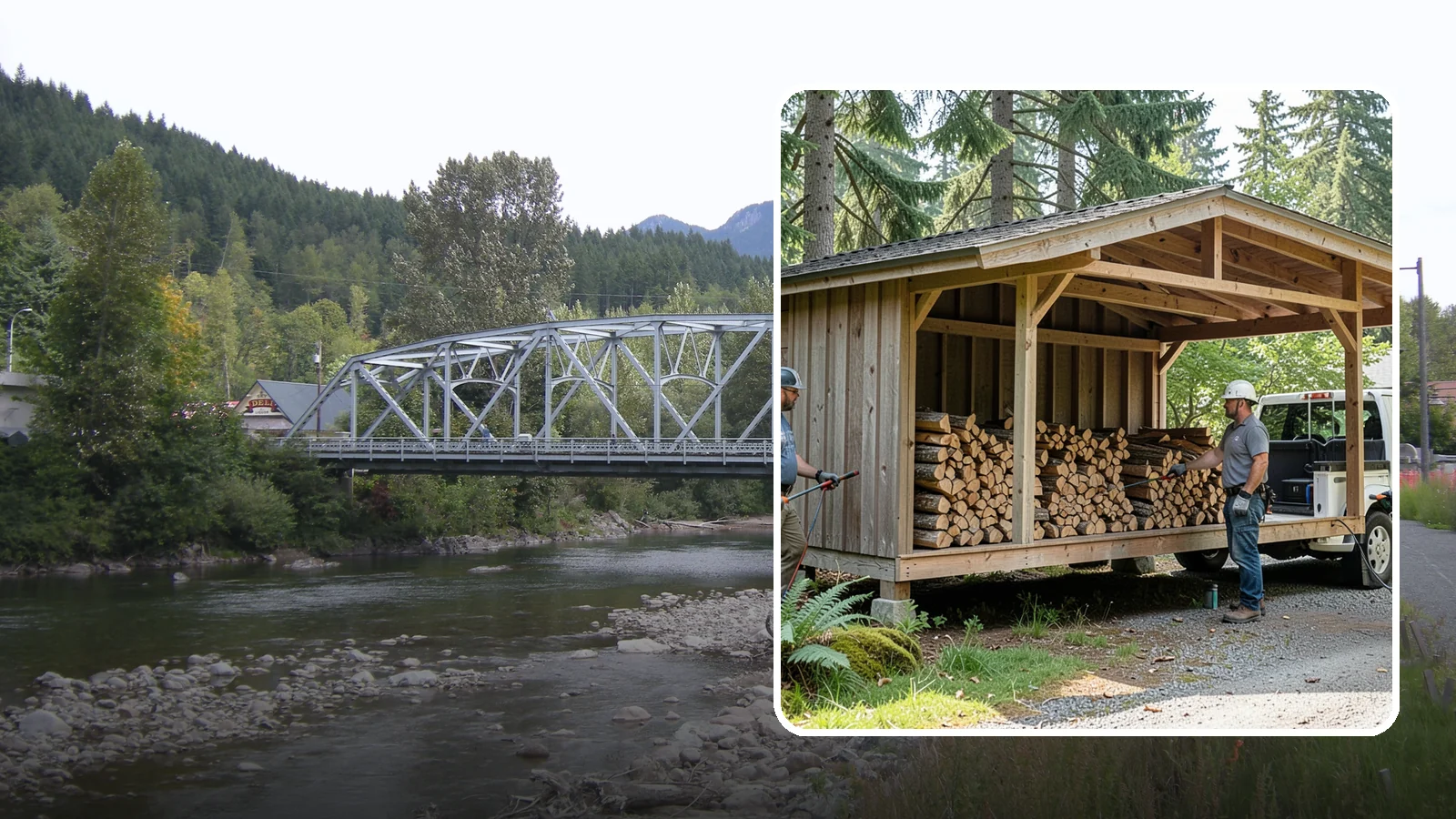 Woodshed Delivery in Skykomish, King County, WA - Firewood delivered and loaded straight into your woodshed for organized, covered storage.