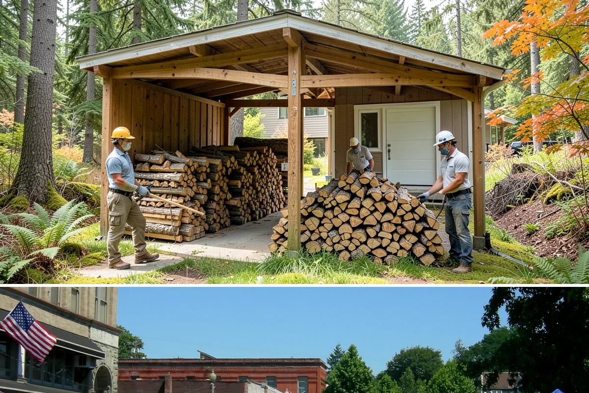 Woodshed Delivery in Snohomish, Snohomish County, WA - Best scheduled in summer or early fall so your shed is full before the wet season.