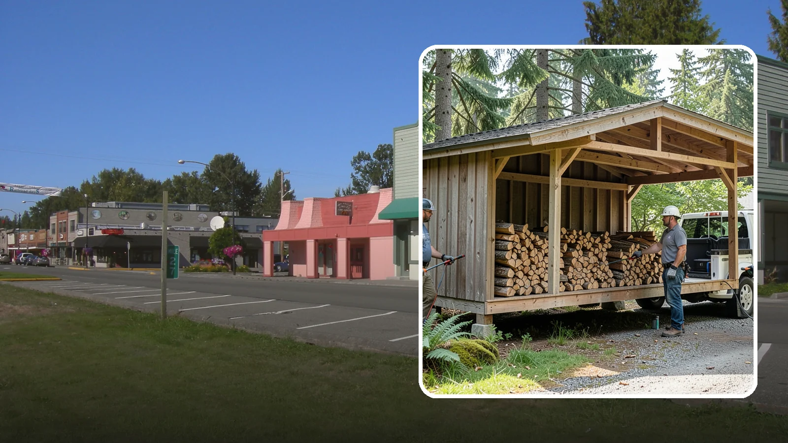 Woodshed Delivery in Snoqualmie, King County, WA - Firewood delivered and loaded straight into your woodshed for organized, covered storage.