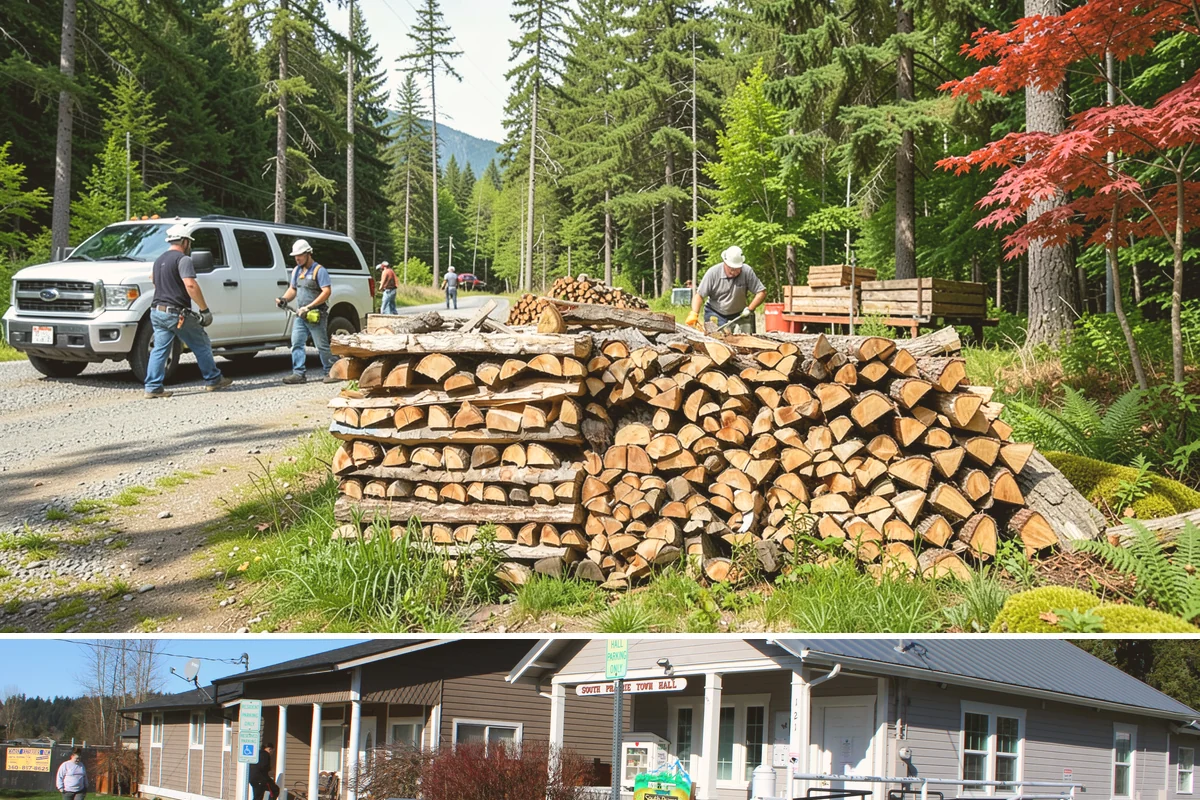 Woodshed Delivery in South Prairie, Pierce County, WA - Best scheduled in summer or early fall so your shed is full before the wet season.