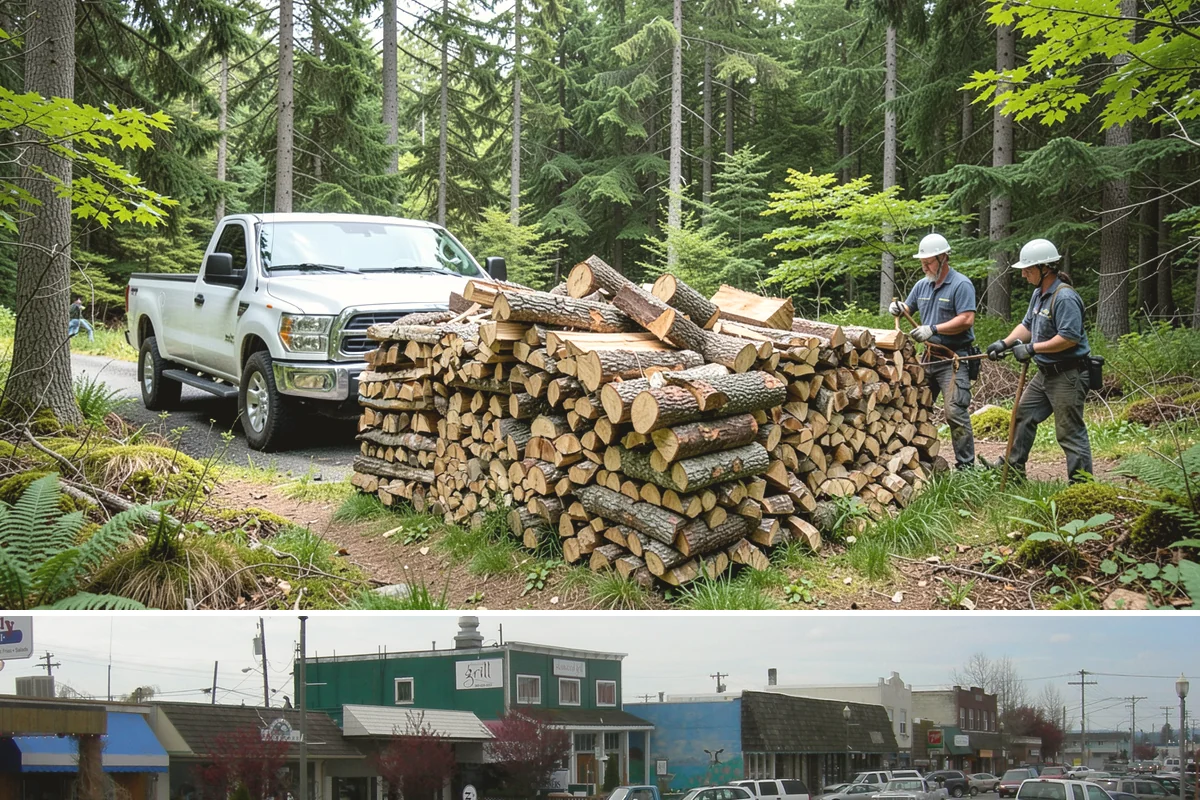 Woodshed Delivery in Stanwood, Snohomish County, WA - Best scheduled in summer or early fall so your shed is full before the wet season.