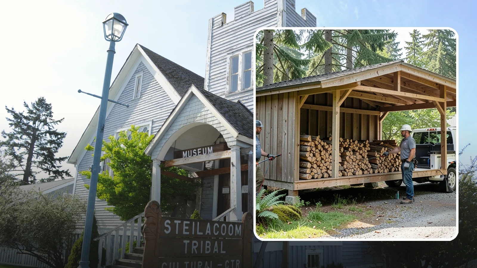 Woodshed Delivery in Steilacoom, Pierce County, WA - Firewood delivered and loaded straight into your woodshed for organized, covered storage.