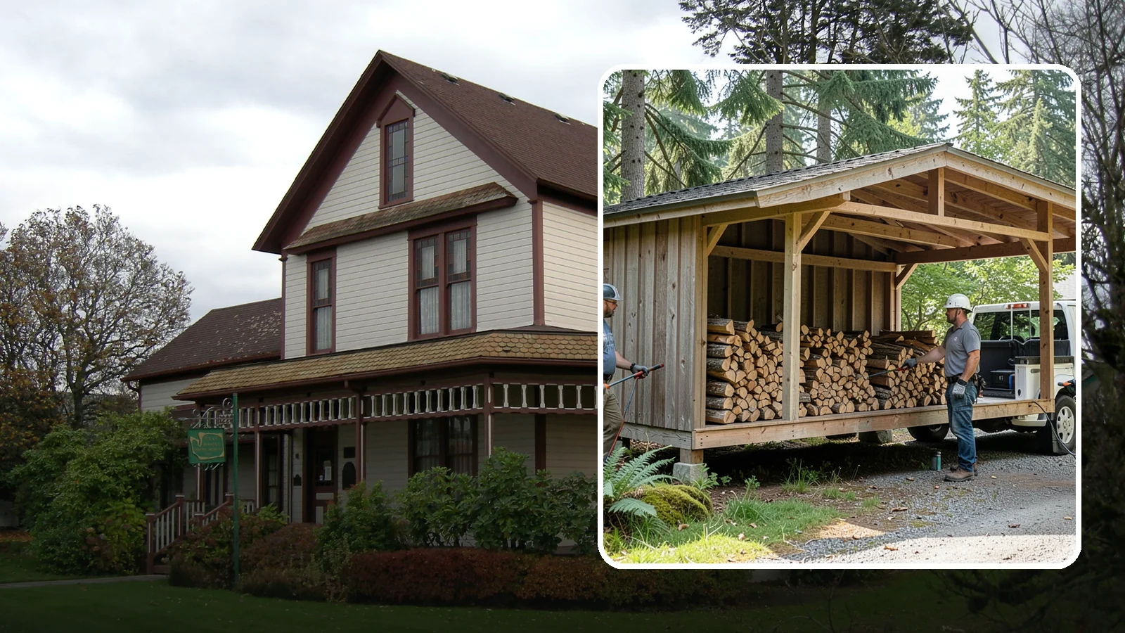 Woodshed Delivery in Sumner, Pierce County, WA - Firewood delivered and loaded straight into your woodshed for organized, covered storage.