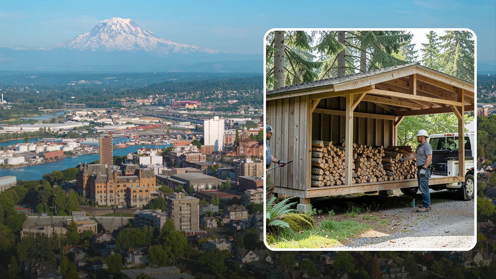 Woodshed Delivery in Tacoma, Pierce County, WA - Firewood delivered and loaded straight into your woodshed for organized, covered storage.