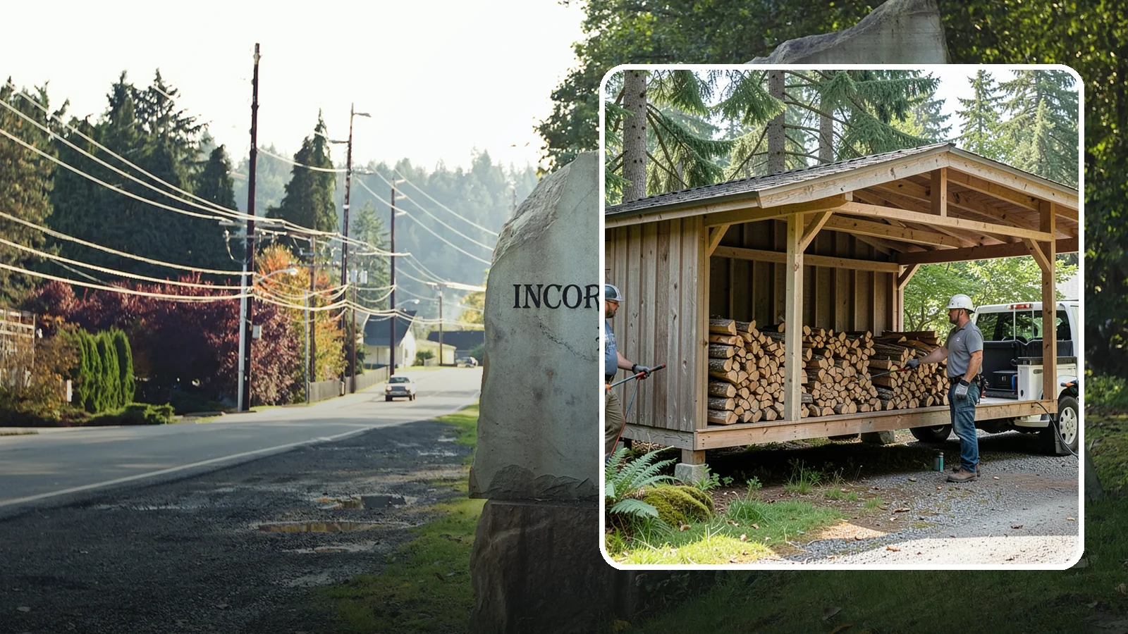 Woodshed Delivery in Wilkeson, Pierce County, WA - Firewood delivered and loaded straight into your woodshed for organized, covered storage.