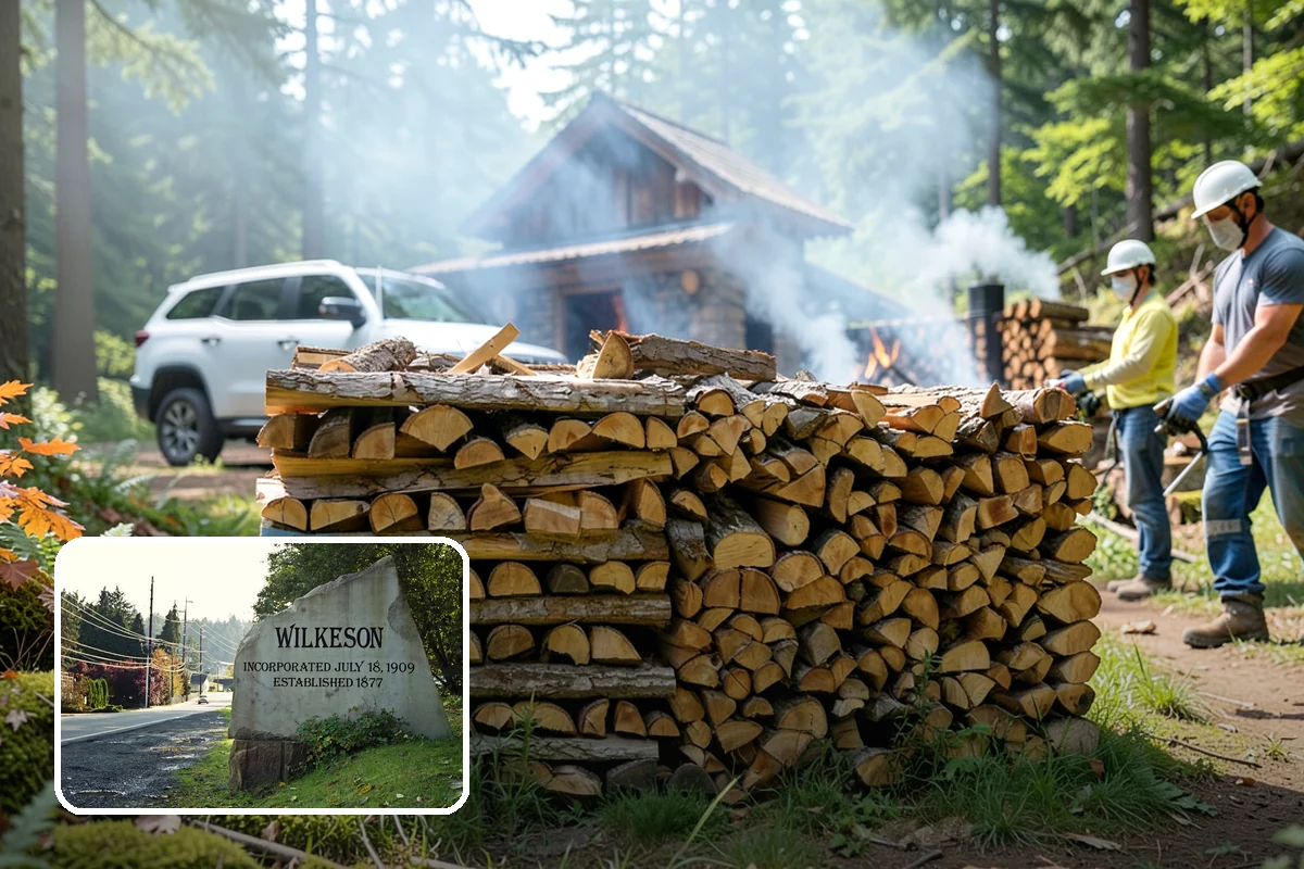 Woodshed Delivery in Wilkeson, Pierce County, WA - Wood stored under cover in one trip