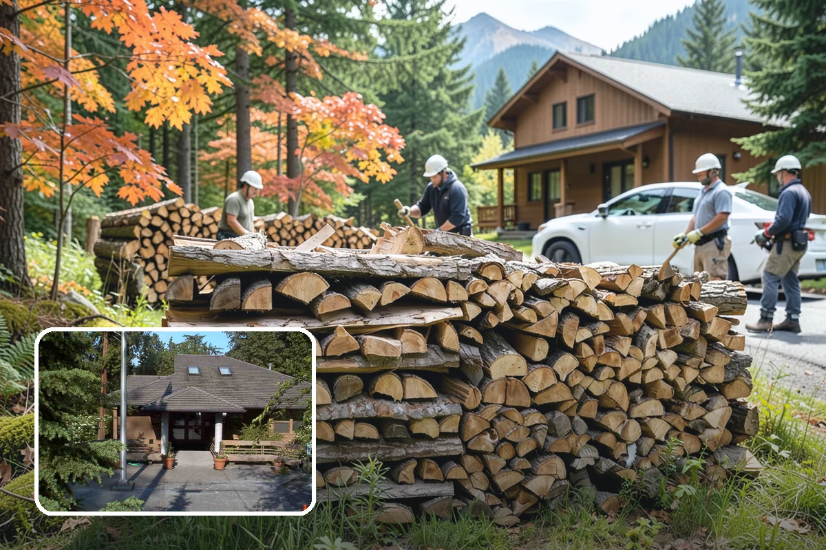 Woodshed Delivery in Yarrow Point, King County, WA - Wood stored under cover in one trip