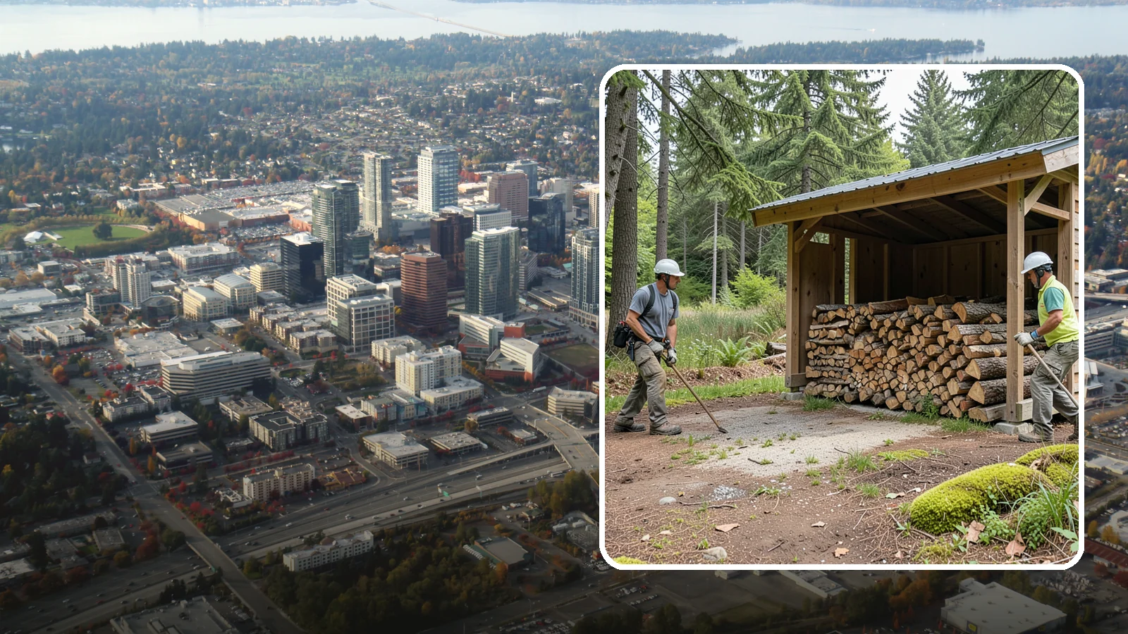 Woodshed Loading in Bellevue, King County, WA - We deliver and neatly load your woodshed so it is packed for maximum airflow and easy access all winter.