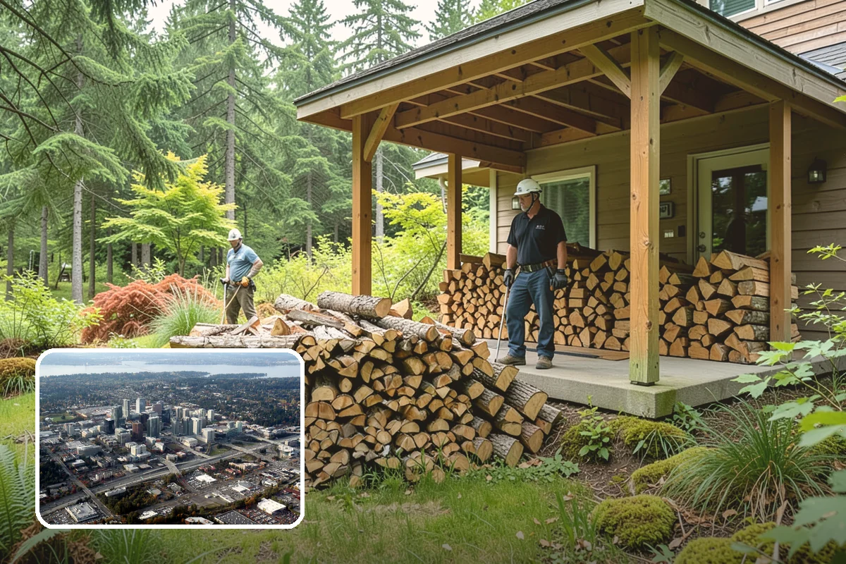 Woodshed Loading in Bellevue, King County, WA - Packs the shed for airflow, not just volume