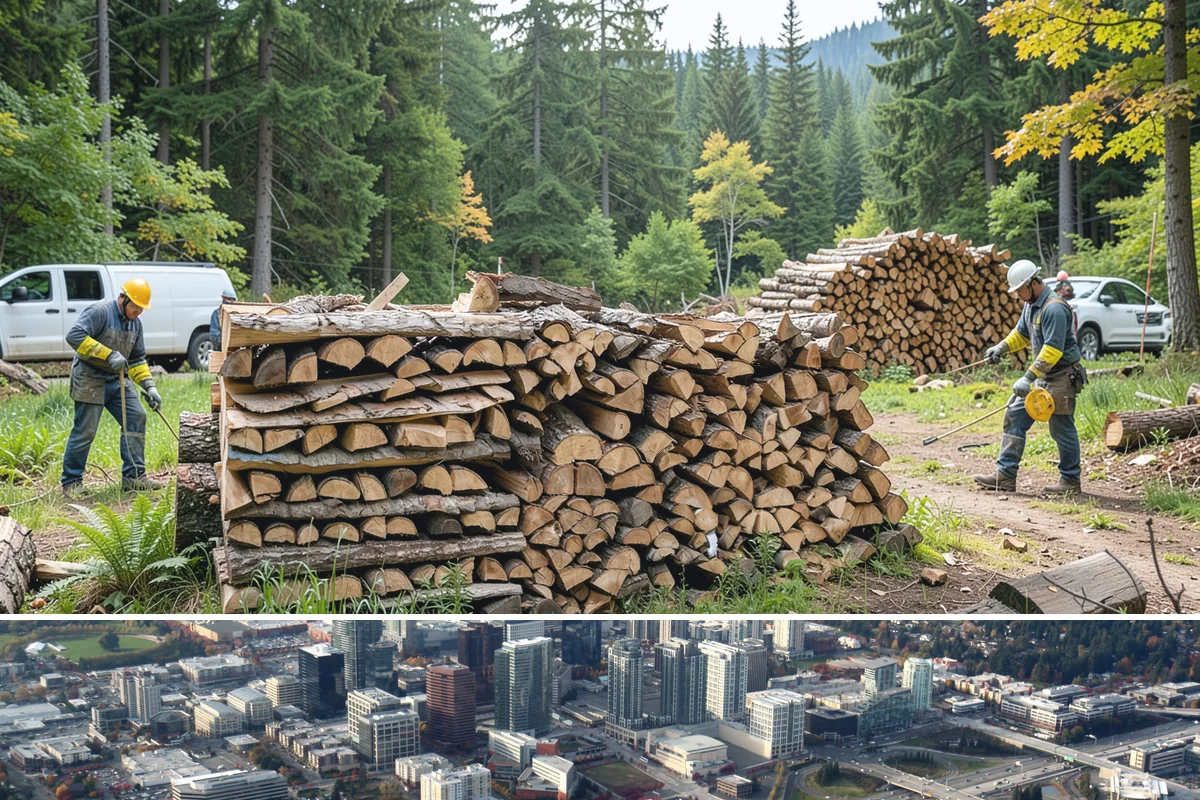 Woodshed Loading in Bellevue, King County, WA - Load the woodshed in late summer or early fall so it is full and settled before heating season.