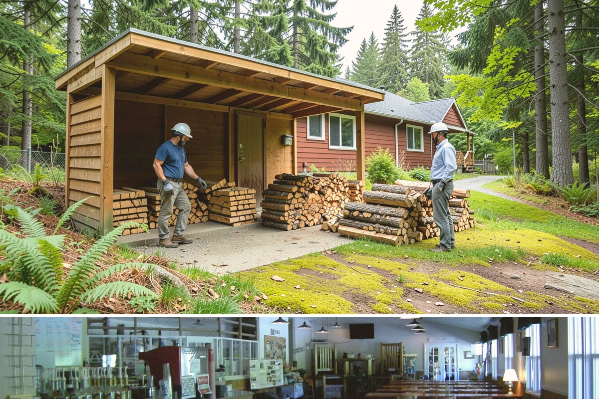 Woodshed Loading in Black Diamond, King County, WA - Load the woodshed in late summer or early fall so it is full and settled before heating season.