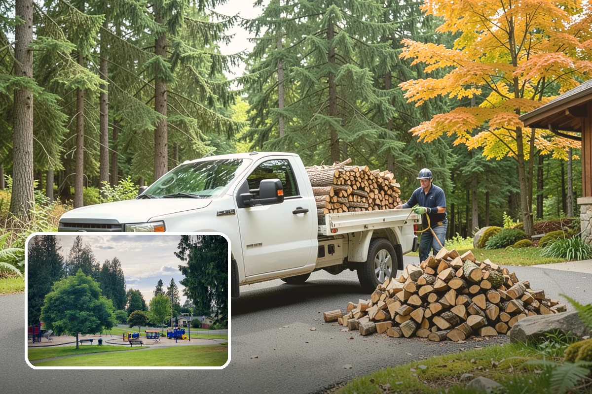 Woodshed Loading in Bonney Lake, Pierce County, WA - Packs the shed for airflow, not just volume