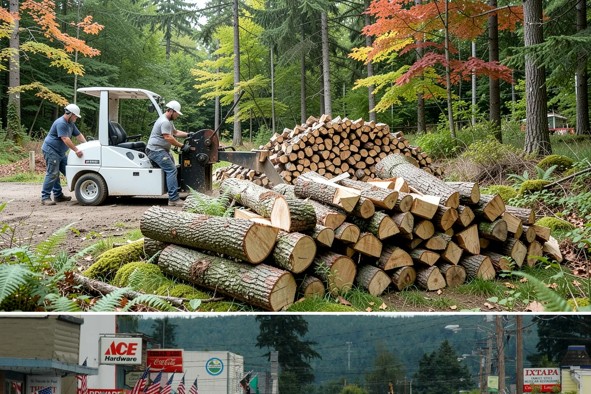 Woodshed Loading in Carnation, King County, WA - Load the woodshed in late summer or early fall so it is full and settled before heating season.