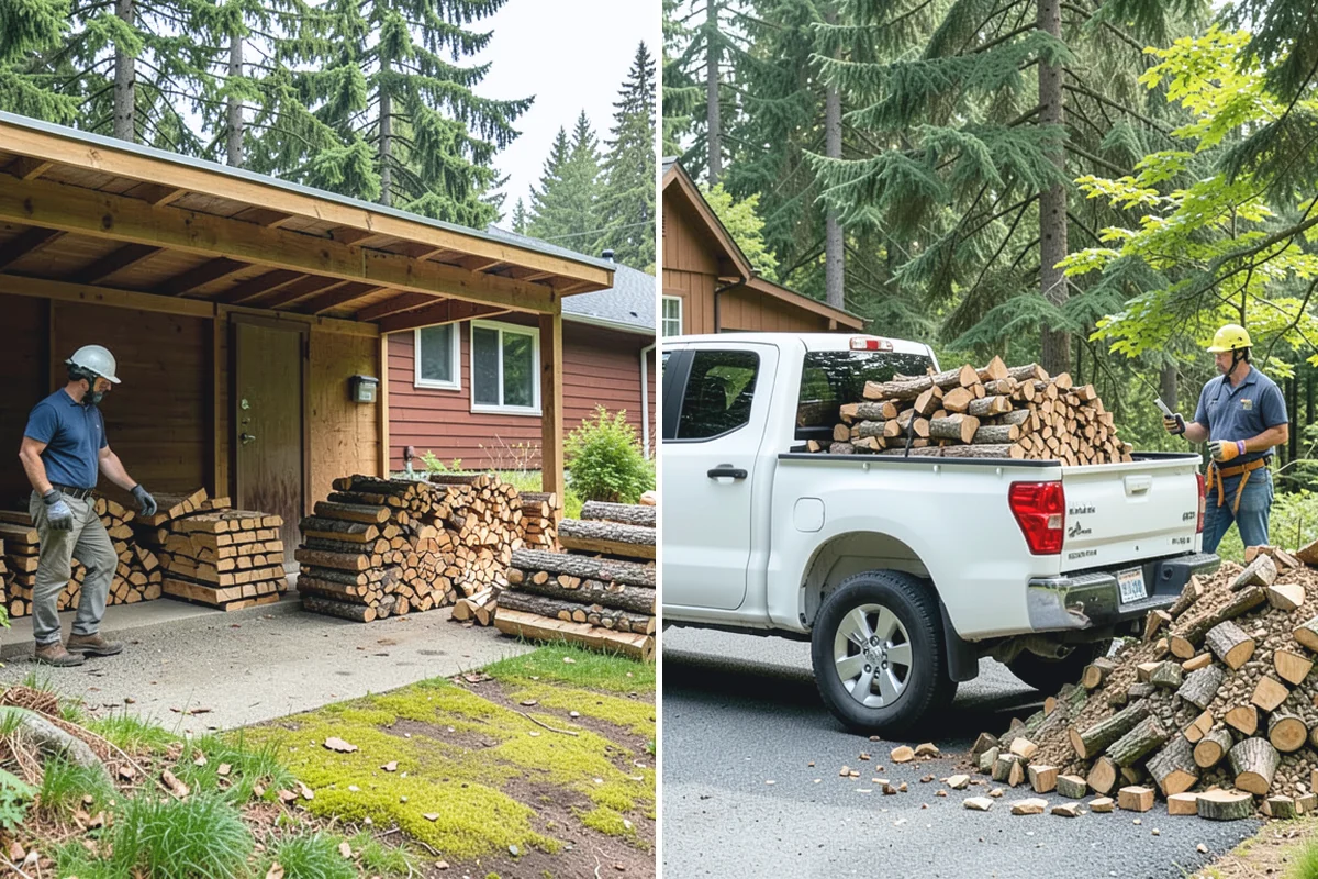 Woodshed Loading in Coupeville, Island County, WA - Deliver the ordered volume to your shed