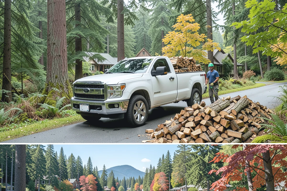 Woodshed Loading in Covington, WA - Load the woodshed in late summer or early fall so it is full and settled before heating season.