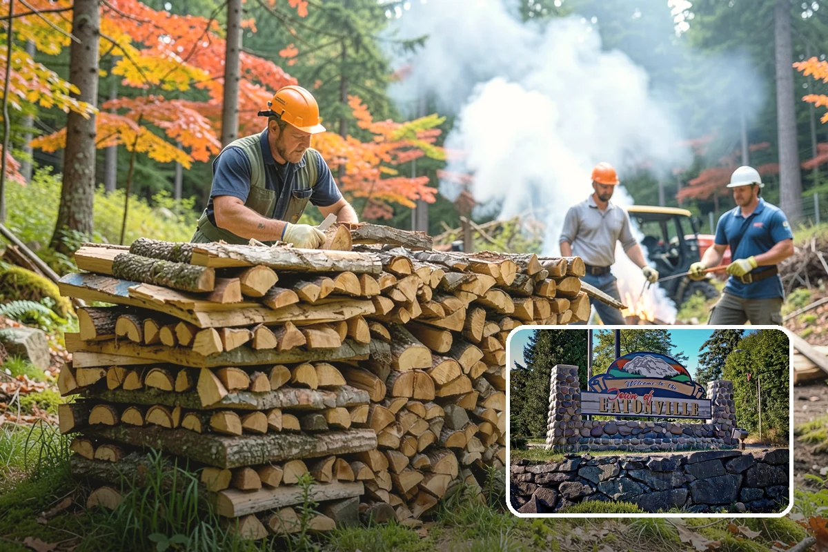 Woodshed Loading in Eatonville, Pierce County, WA - Packs the shed for airflow, not just volume