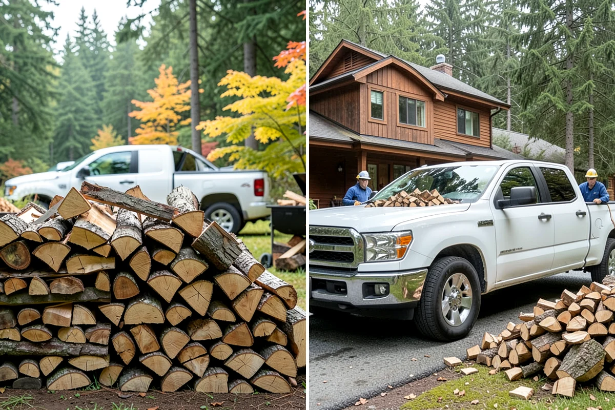 Woodshed Loading in Enumclaw, King County, WA - Deliver the ordered volume to your shed