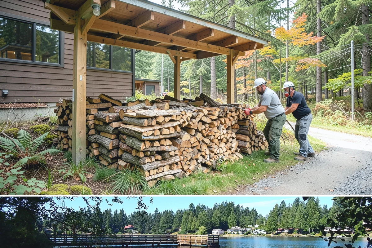 Woodshed Loading in Federal Way, King County, WA - Load the woodshed in late summer or early fall so it is full and settled before heating season.