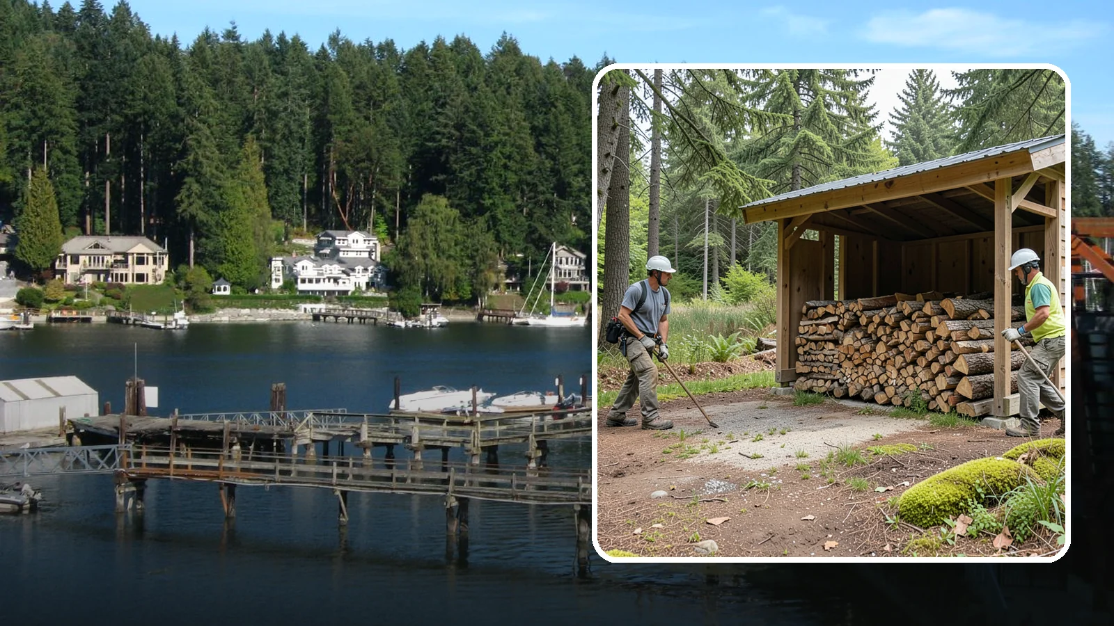 Woodshed Loading in Gig Harbor, Pierce County, WA - We deliver and neatly load your woodshed so it is packed for maximum airflow and easy access all winter.