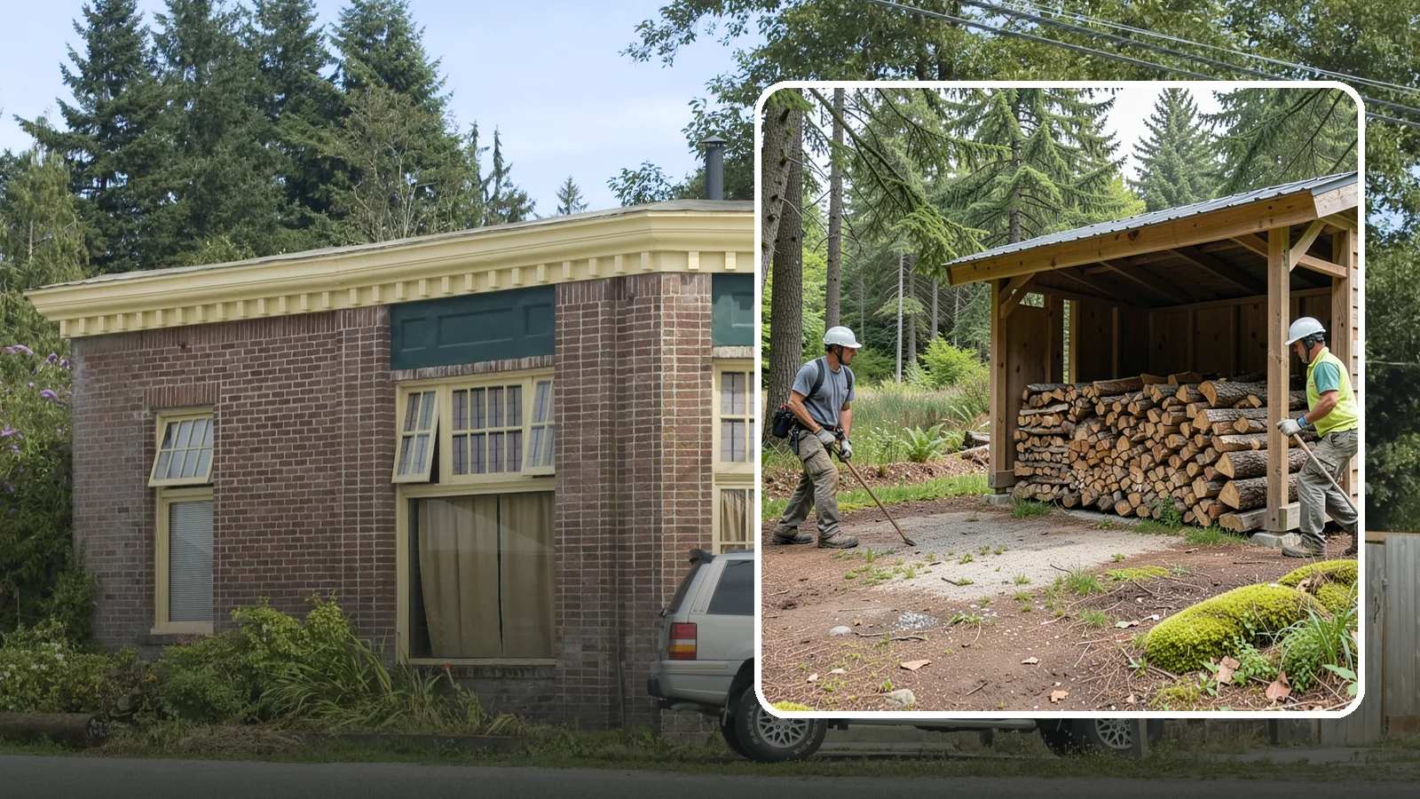Woodshed Loading in Hamilton, Skagit County, WA - We deliver and neatly load your woodshed so it is packed for maximum airflow and easy access all winter.