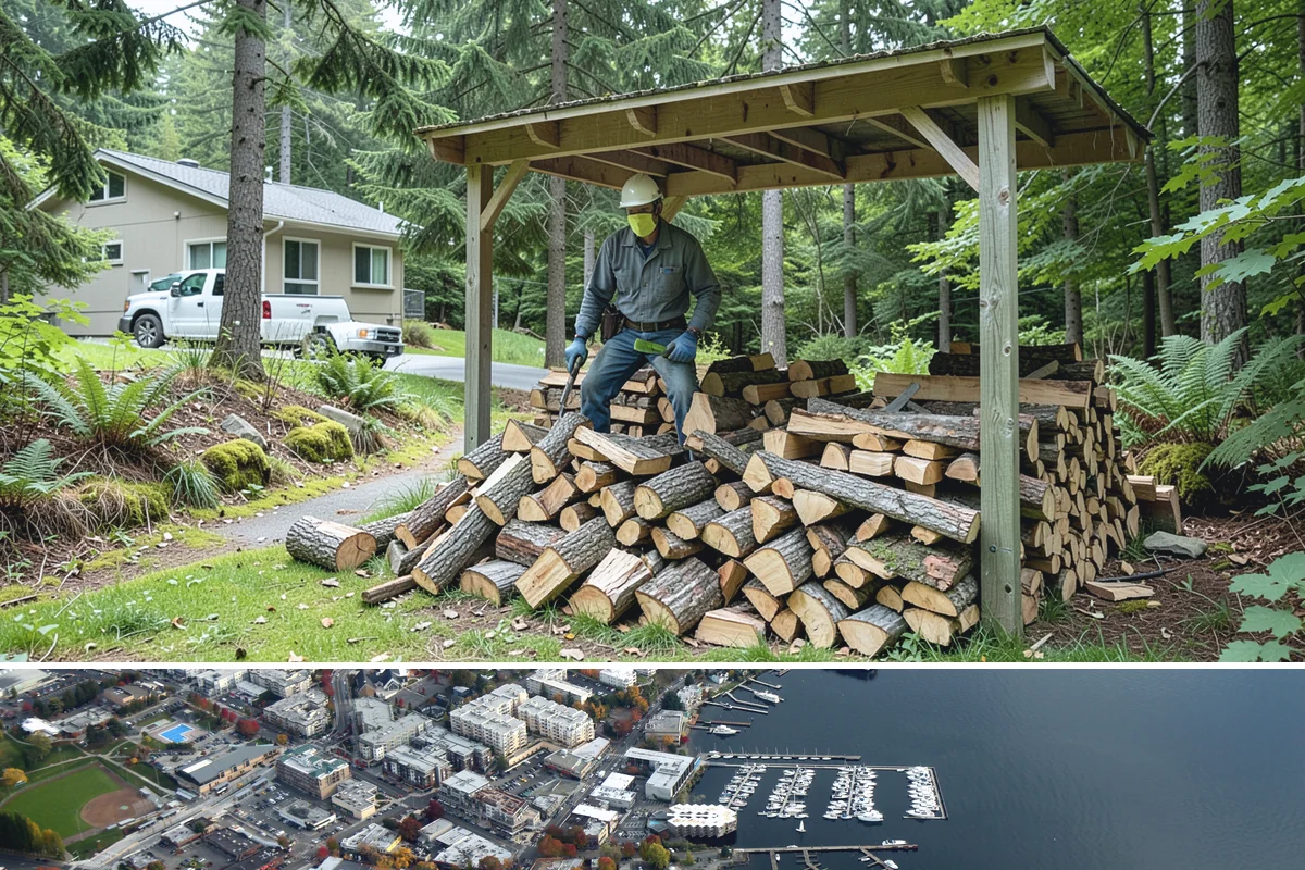 Woodshed Loading in Kirkland, King County, WA - Load the woodshed in late summer or early fall so it is full and settled before heating season.