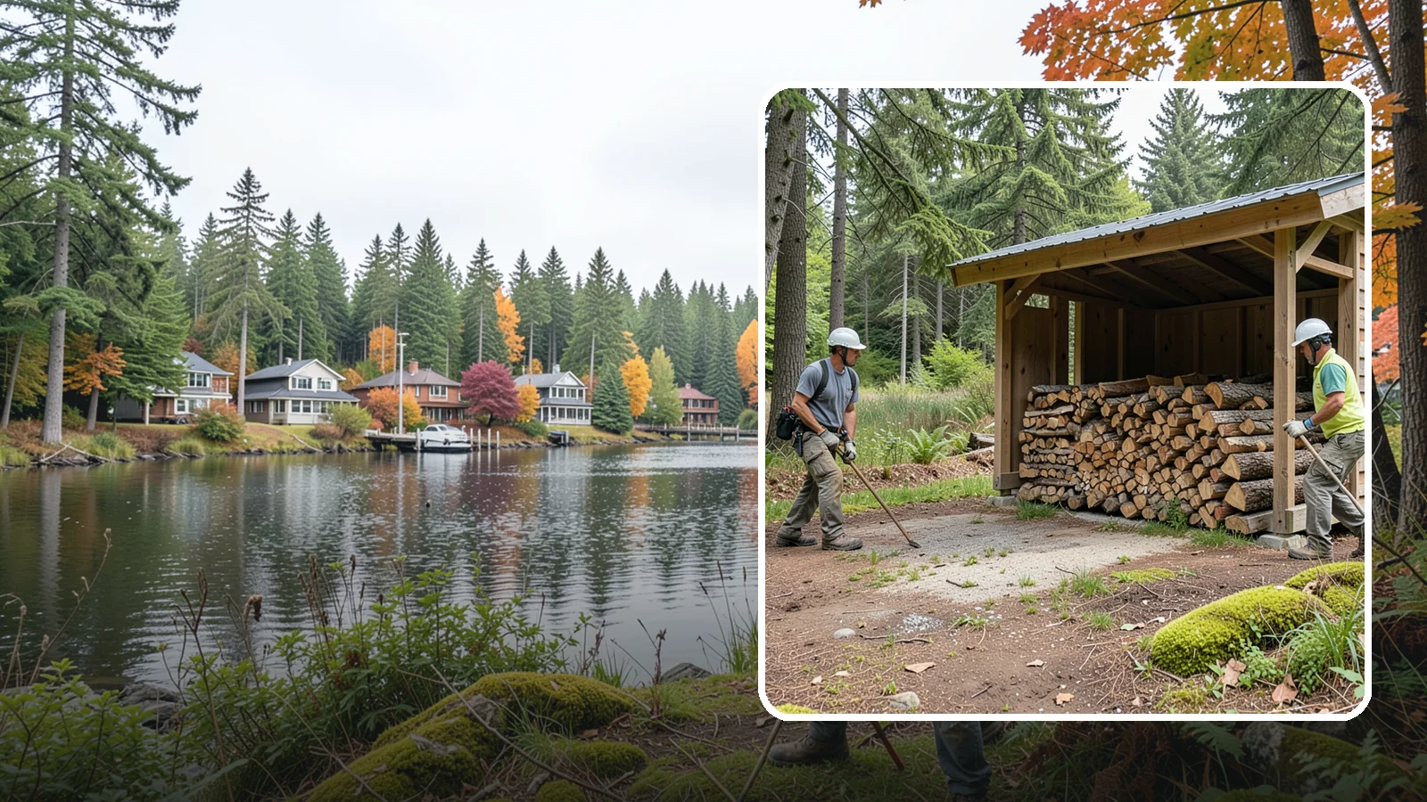 Woodshed Loading in La Conner, Skagit County, WA - We deliver and neatly load your woodshed so it is packed for maximum airflow and easy access all winter.