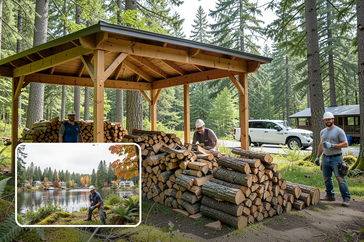 Woodshed Loading in La Conner, Skagit County, WA - Packs the shed for airflow, not just volume