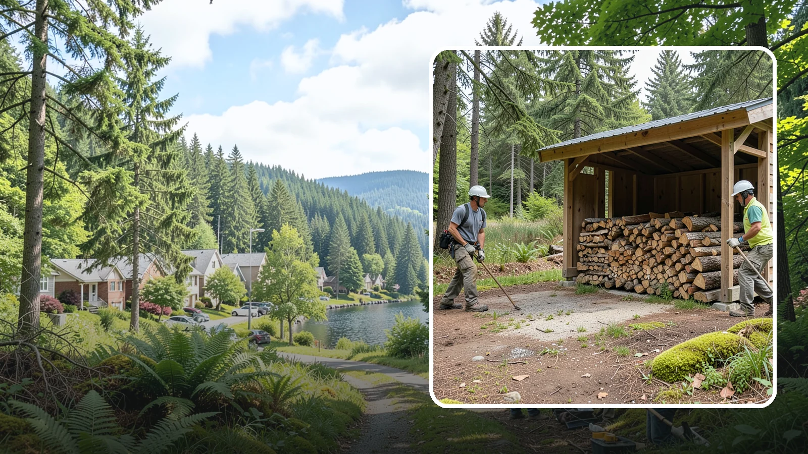 Woodshed Loading in Lake Forest Park, King County, WA - We deliver and neatly load your woodshed so it is packed for maximum airflow and easy access all winter.