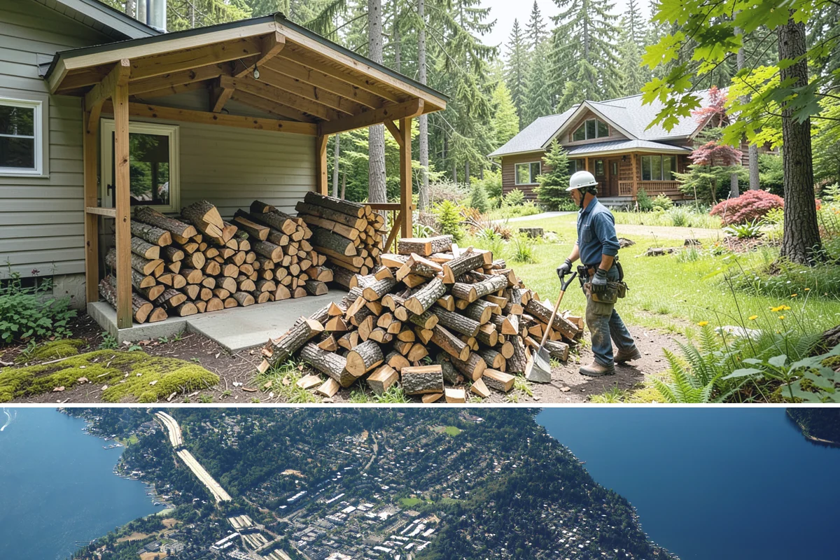 Woodshed Loading in Mercer Island, King County, WA - Load the woodshed in late summer or early fall so it is full and settled before heating season.