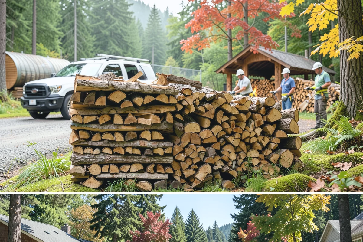 Woodshed Loading in Orting, Pierce County, WA - Load the woodshed in late summer or early fall so it is full and settled before heating season.