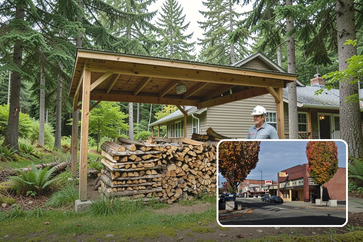 Woodshed Loading in Puyallup, Pierce County, WA - Packs the shed for airflow, not just volume