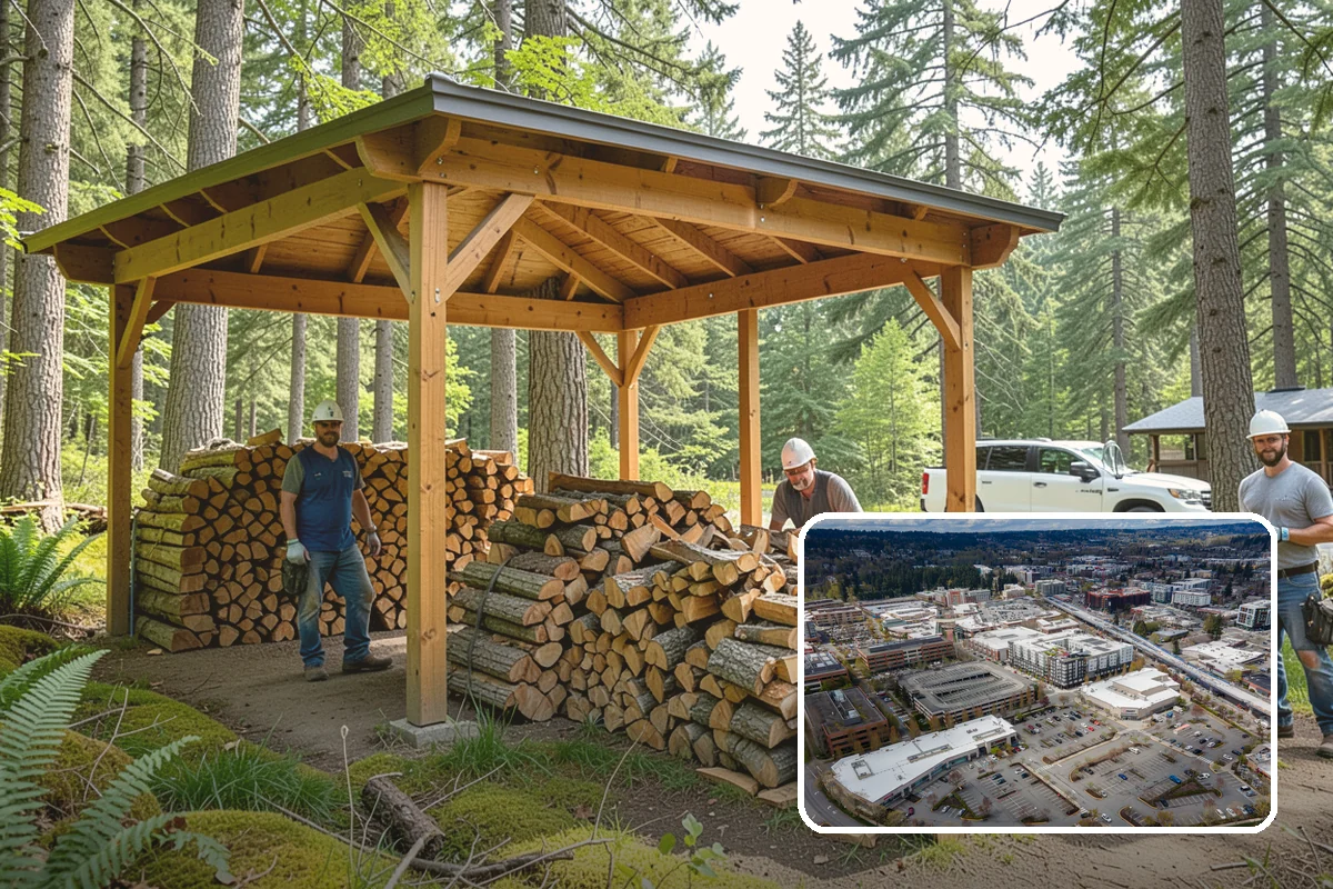 Woodshed Loading in Redmond, King County, WA - Packs the shed for airflow, not just volume