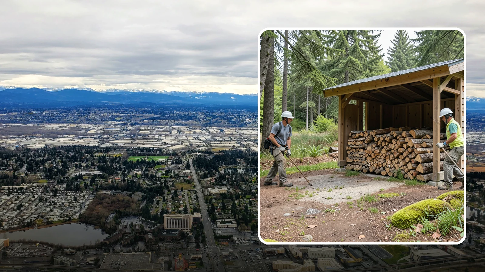 Woodshed Loading in SeaTac, King County, WA - We deliver and neatly load your woodshed so it is packed for maximum airflow and easy access all winter.
