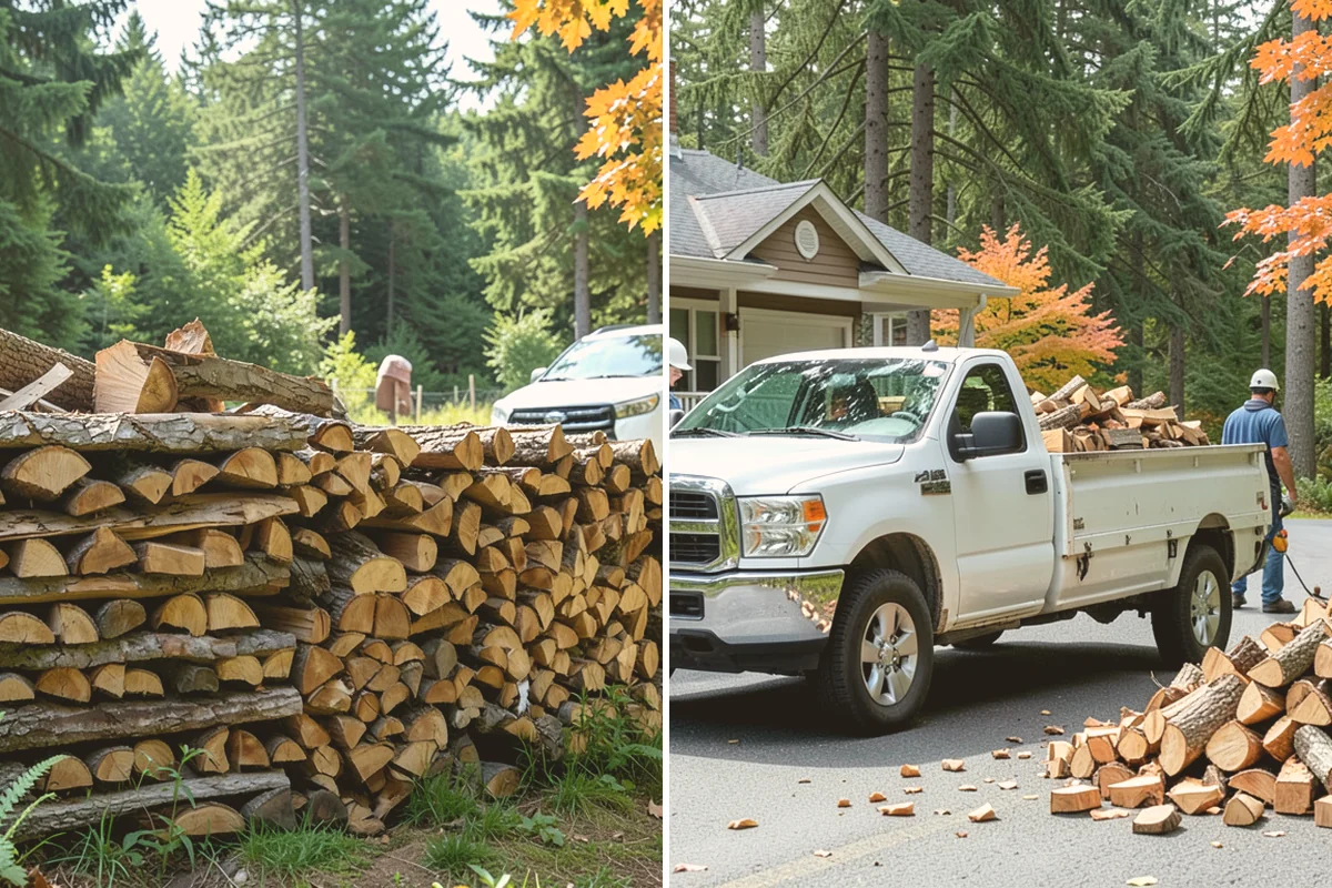 Woodshed Loading in Stanwood, Snohomish County, WA - Deliver the ordered volume to your shed