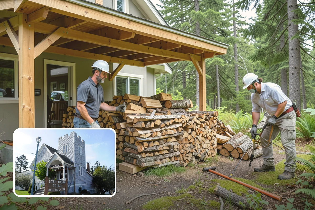 Woodshed Loading in Steilacoom, Pierce County, WA - Packs the shed for airflow, not just volume