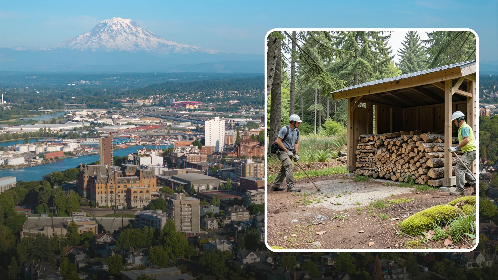 Woodshed Loading in Tacoma, Pierce County, WA - We deliver and neatly load your woodshed so it is packed for maximum airflow and easy access all winter.