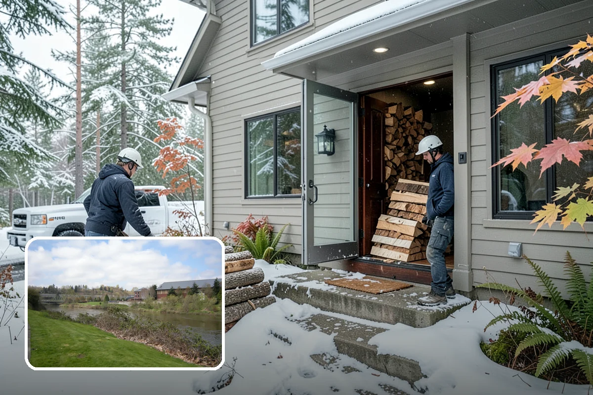 Woodshed Loading in Tukwila, King County, WA - Packs the shed for airflow, not just volume