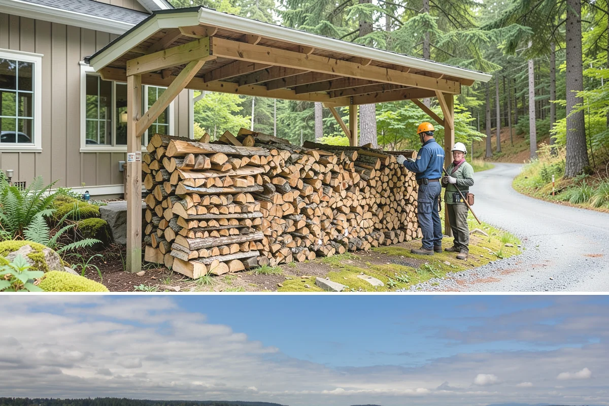 Woodshed Loading in University Place, Pierce County, WA - Load the woodshed in late summer or early fall so it is full and settled before heating season.