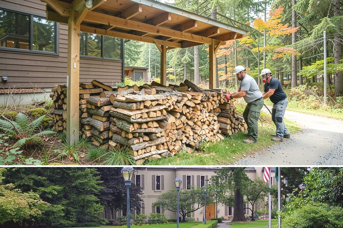 Woodshed Loading in Woodinville, King County, WA - Load the woodshed in late summer or early fall so it is full and settled before heating season.