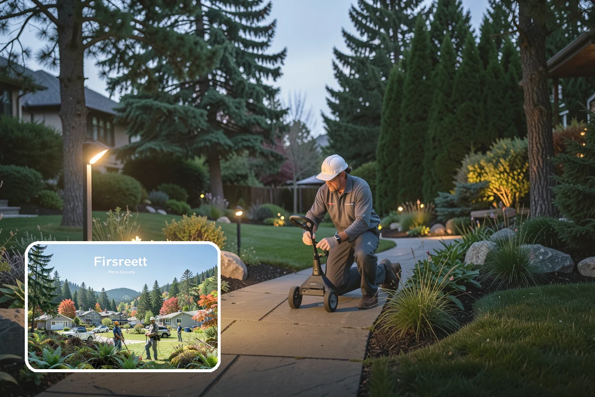Accent Lighting in Fircrest, Pierce County, WA - Showcases trees, features, and architecture