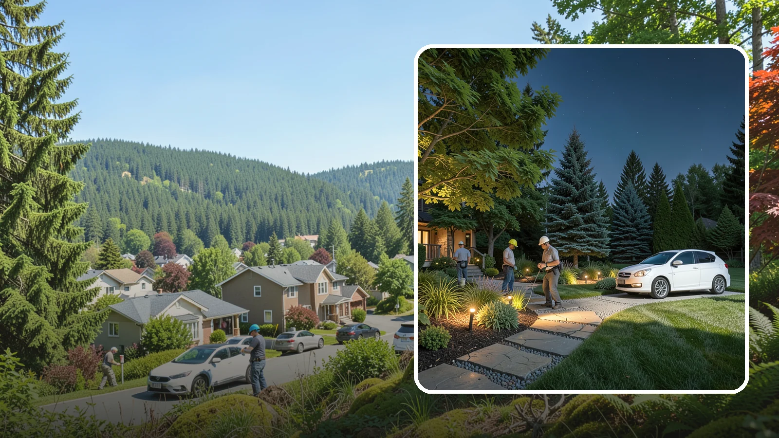 Accent Lighting in Index, Snohomish County, WA - Dramatic accent and uplighting that showcases trees, features, and architecture after dark.