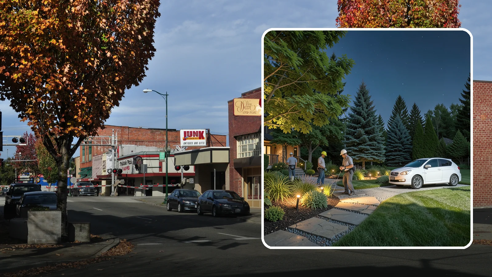 Accent Lighting in Puyallup, Pierce County, WA - Dramatic accent and uplighting that showcases trees, features, and architecture after dark.