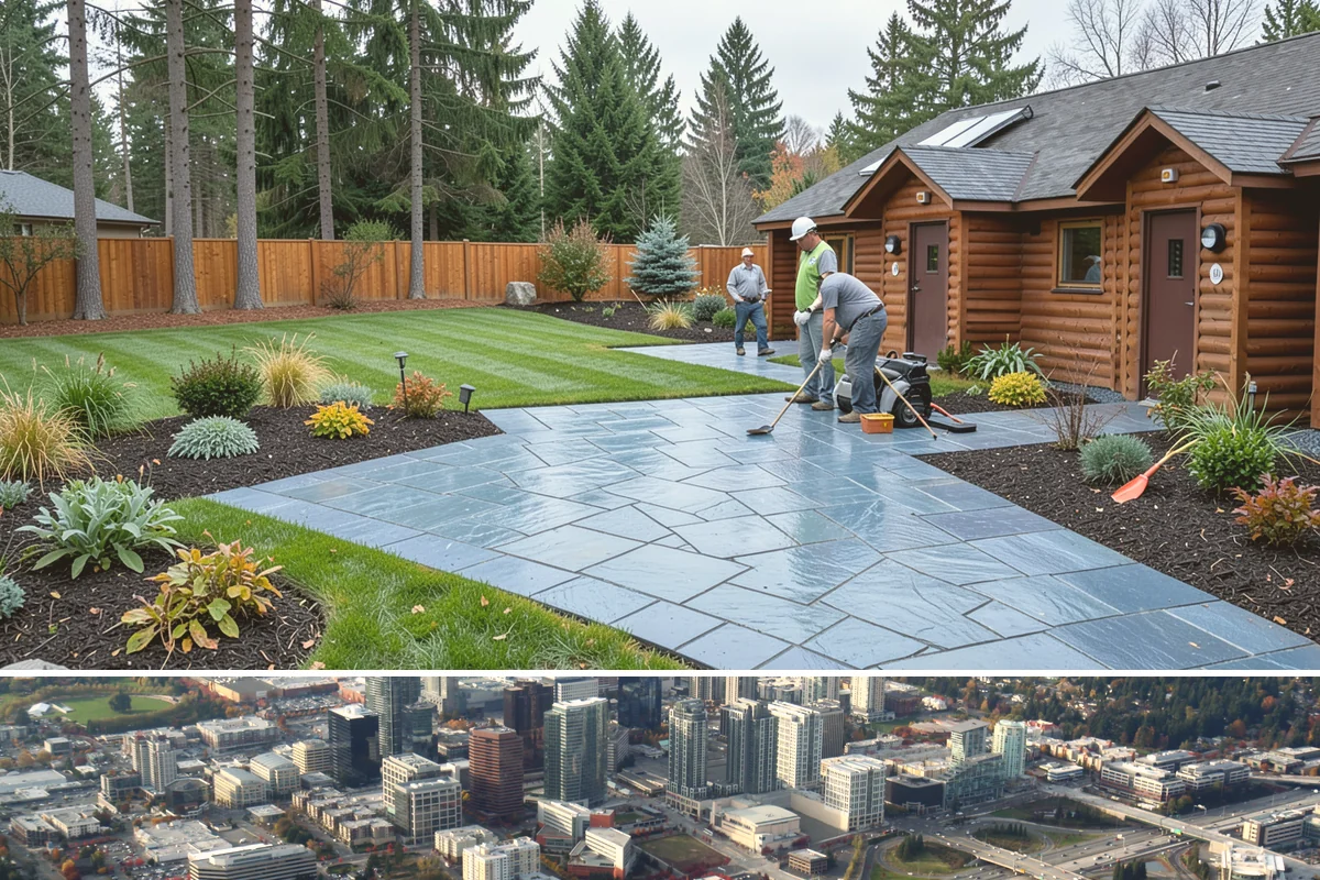 Aluminum Fence Installation in Bellevue, King County, WA - Aluminum installs comfortably in any season, with drier months preferred for curing footings on graded runs.