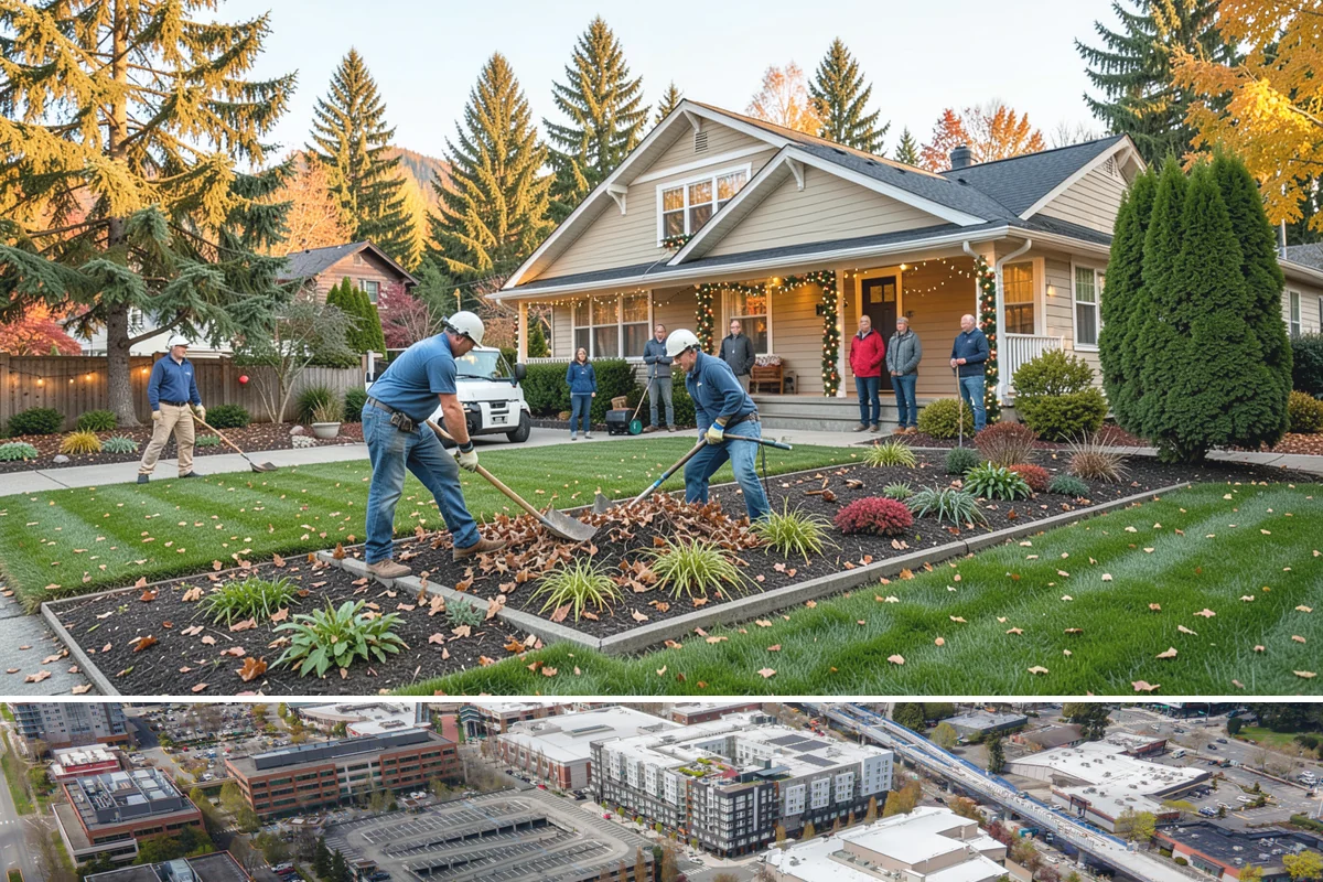 Annual Property Maintenance in Redmond, King County, WA - Runs year-round with task intensity shifting by season: growth-season mowing, fall and spring cleanups, dormant-season pruning.