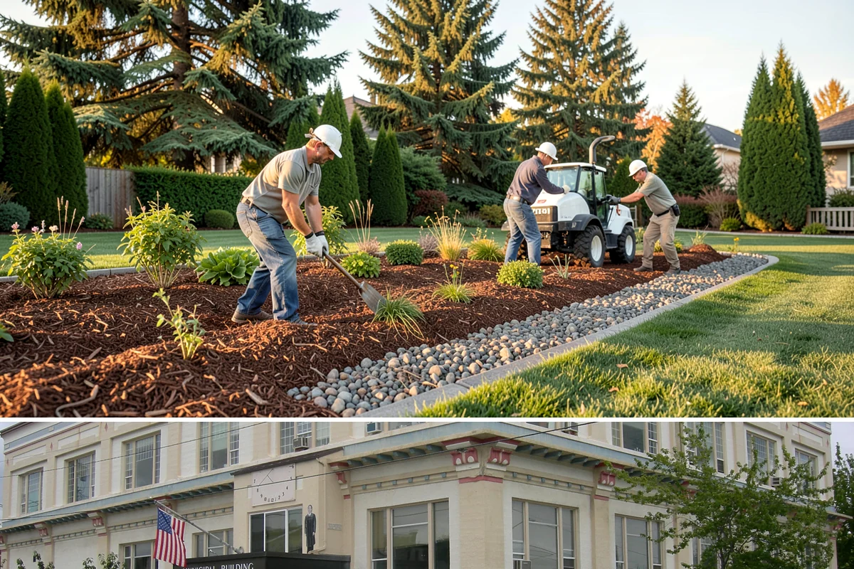 Apartment Landscape Maintenance in Anacortes, Skagit County, WA - Provided year-round on a monthly contract, with frequent growing-season visits and winter service centered on leaf removal, moss...
