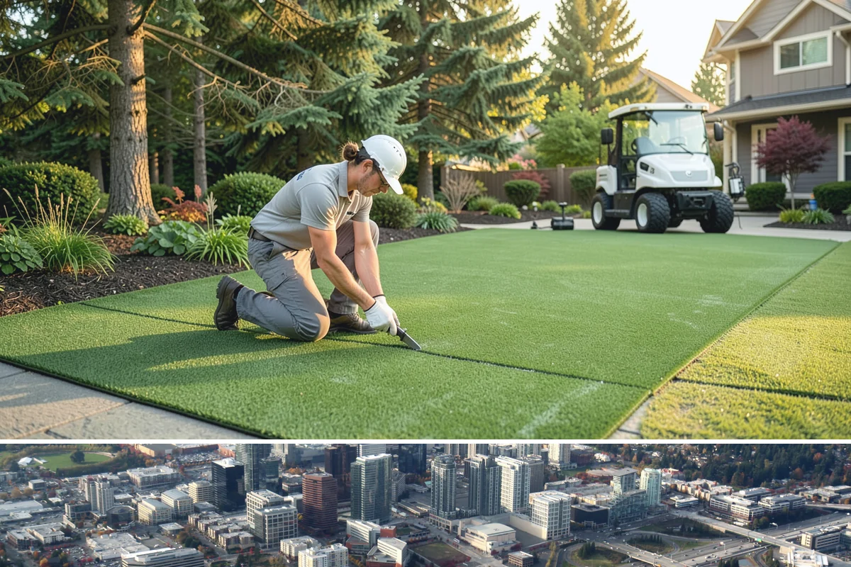 Apartment Landscape Maintenance in Bellevue, King County, WA - Provided year-round on a monthly contract, with frequent growing-season visits and winter service centered on leaf removal, moss...