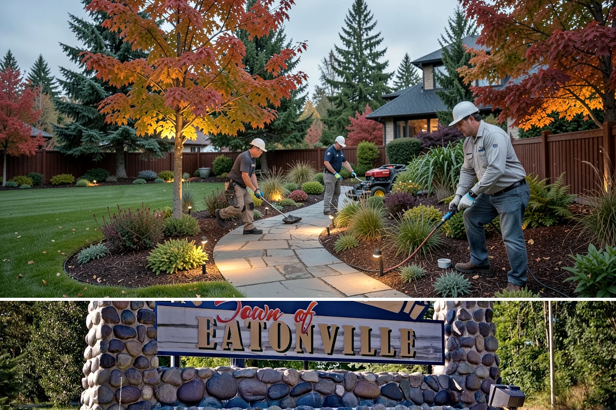 Apartment Landscape Maintenance in Eatonville, Pierce County, WA - Provided year-round on a monthly contract, with frequent growing-season visits and winter service centered on leaf removal, moss...