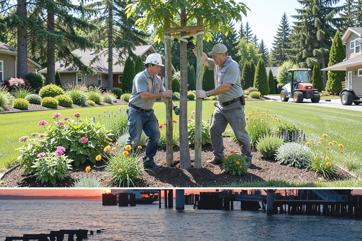 Apartment Landscape Maintenance in Edmonds, Snohomish County, WA - Provided year-round on a monthly contract, with frequent growing-season visits and winter service centered on leaf removal, moss...